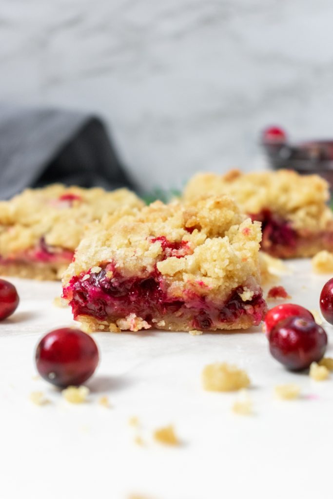 cranberry bars with a shortbread crust and crumble topping