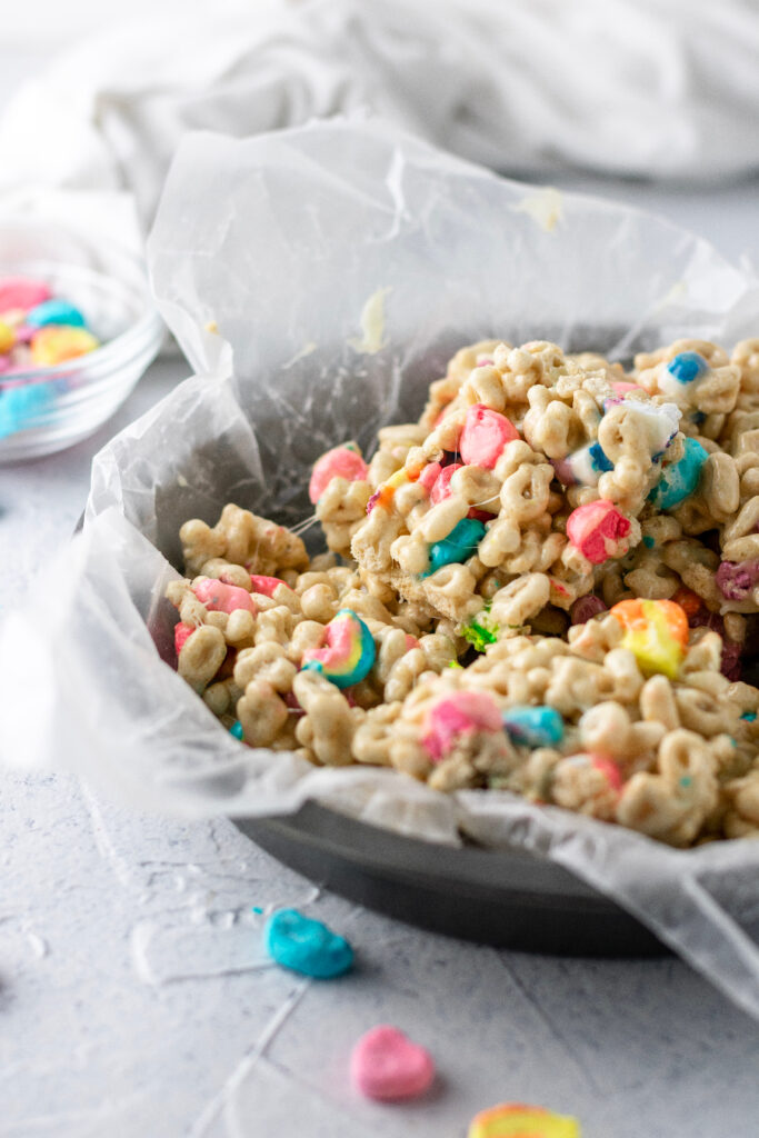 homemade lucky charms bars with extra marshmallows