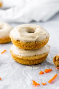 stacked carrot cake donuts with glaze 