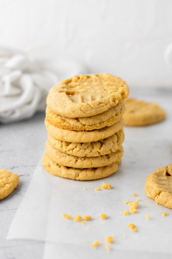 stacked cookies that are made of peanut butter