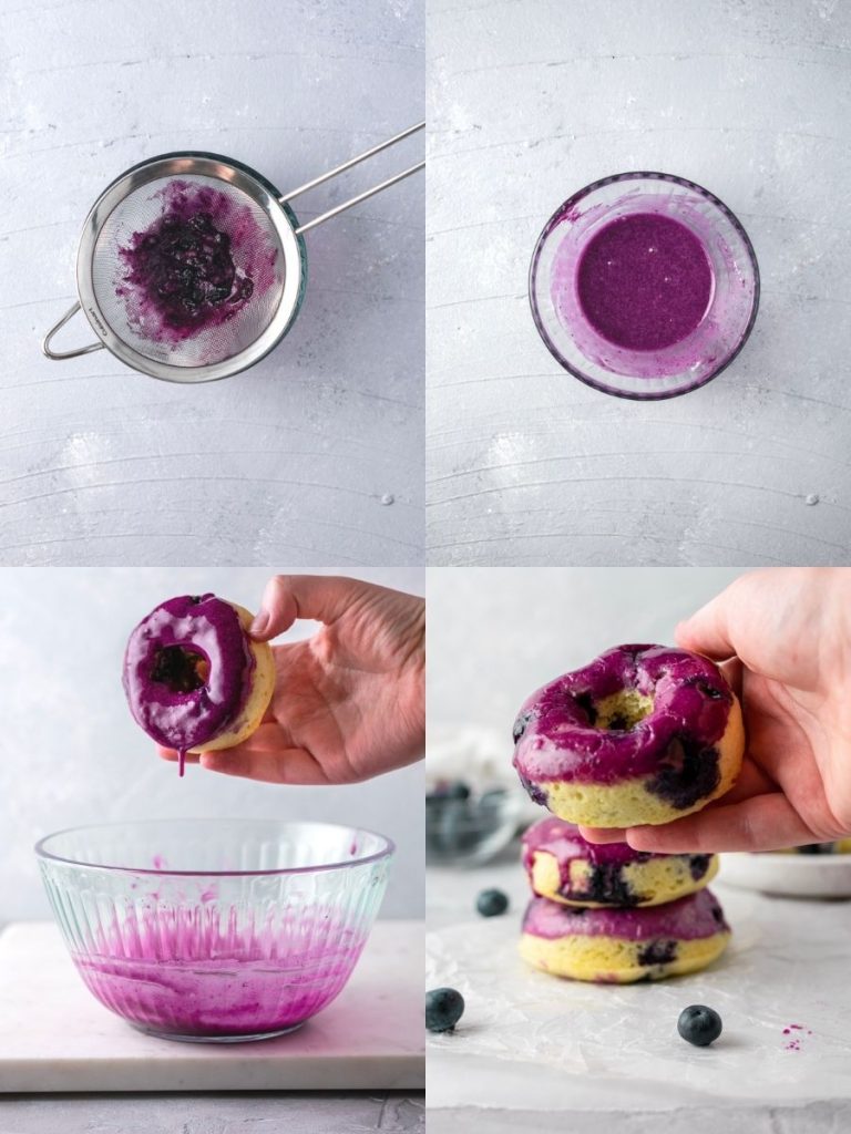 Blueberry glaze to dip your donuts into.