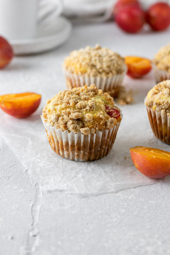 the best plum muffins made with a streusel topping and orange plums