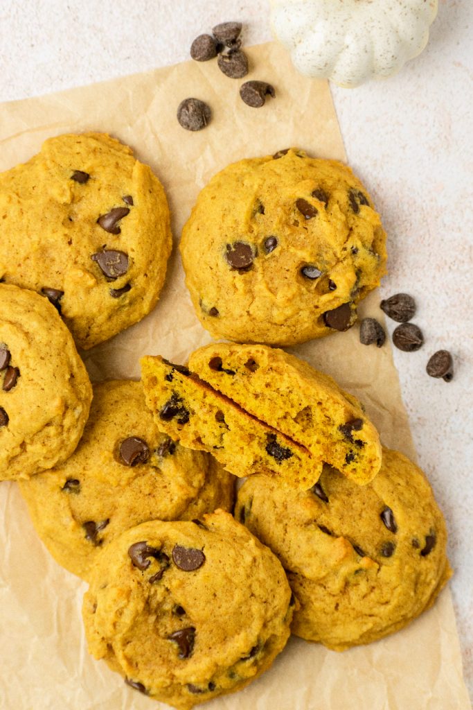 light and fluffy chocolate chip pumpkin cookies