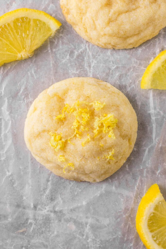 lemon cookies with fresh lemon pieces.