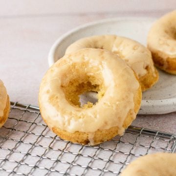 Maple baked donuts with maple glaze on top.