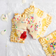 Strawberry pop tart with vanilla icing.