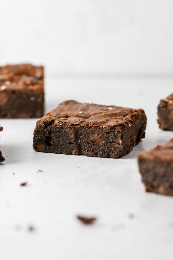 Triple chocolate brownies with super fudgy centers.