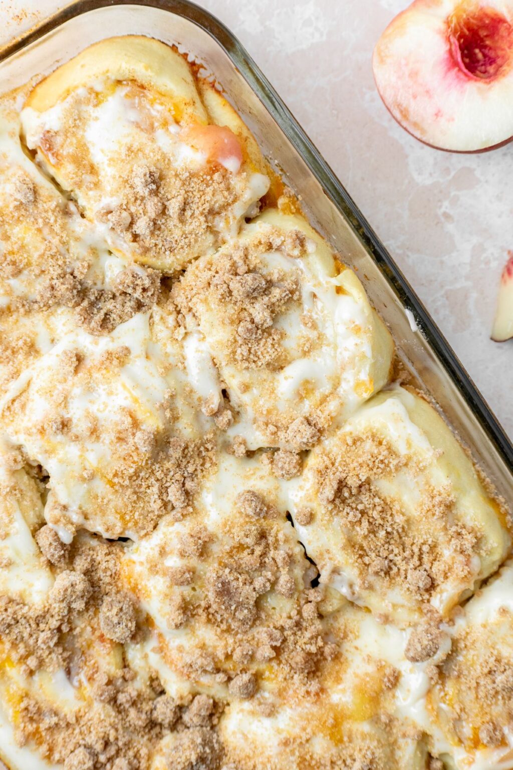 Cobble Rols Peach Cobbler Cinnamon Rolls - Ginger Snaps Baking Affairs