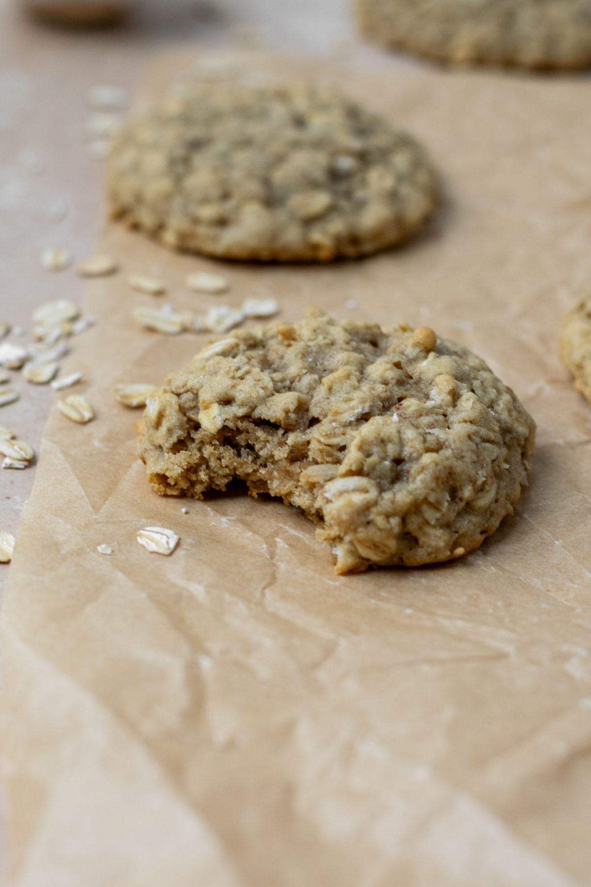 A bite taken out of the best oatmeal cookie.