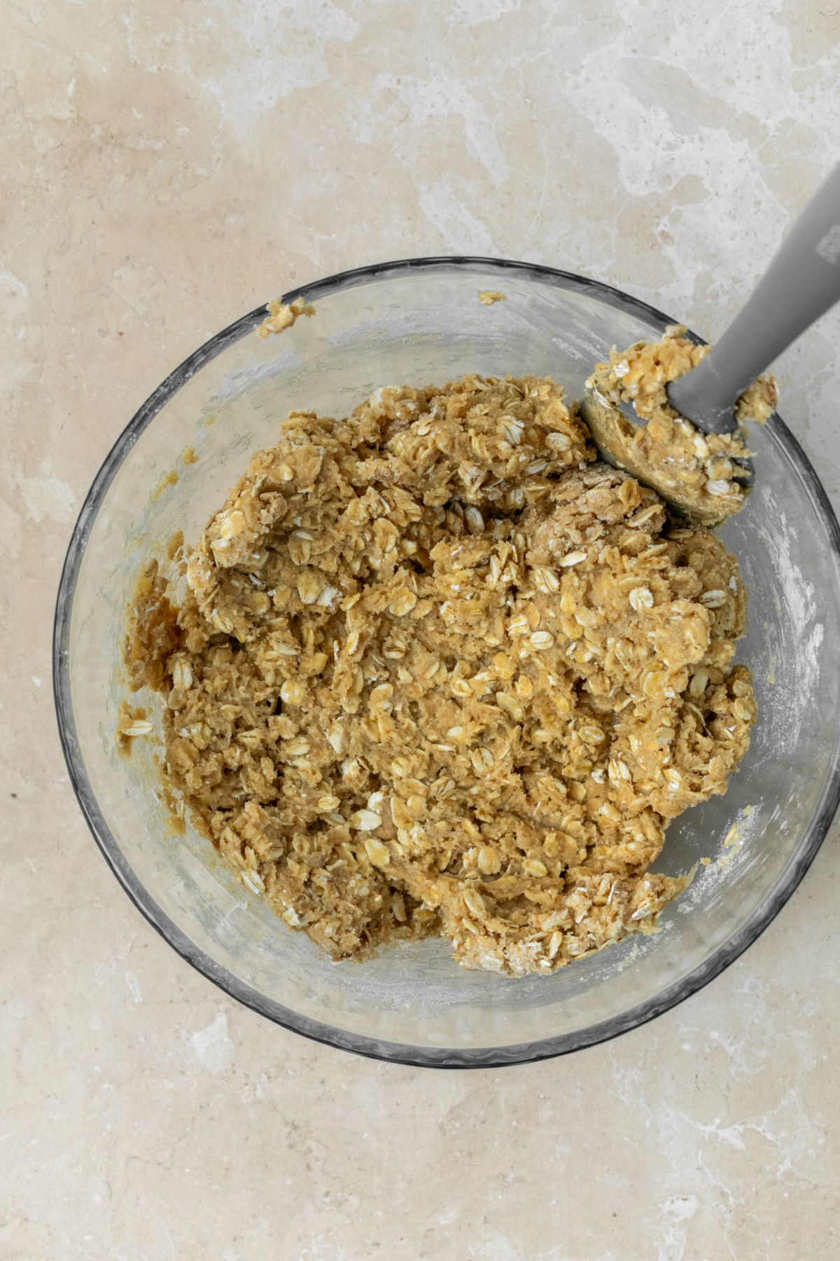 Oatmeal cookie dough in a large bowl.