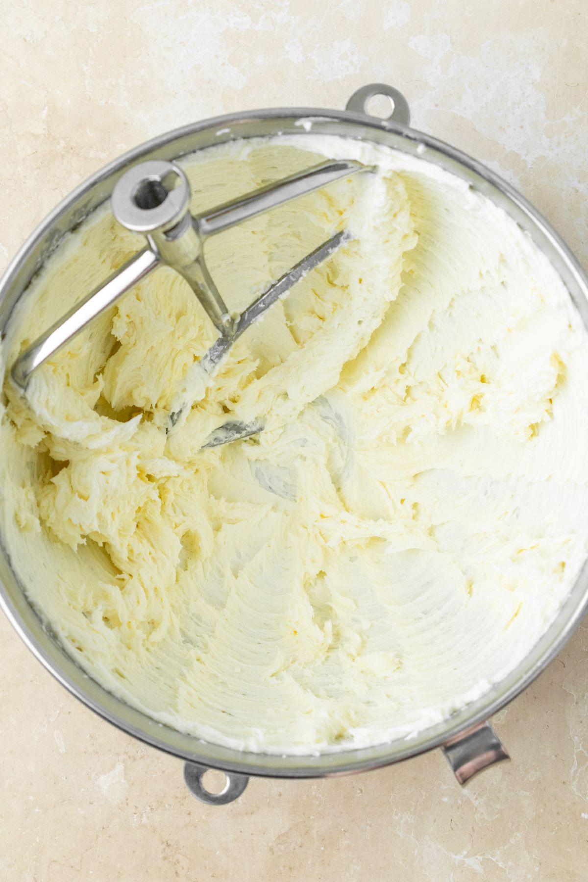 Maple buttercream frosting in a bowl.