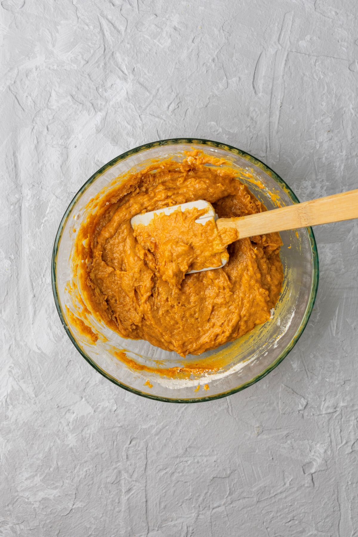 Pumpkin banana bread batter in a large bowl.